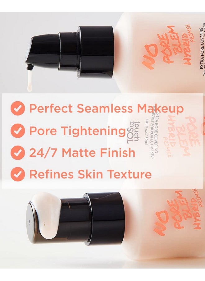TOUCH IN SOL No Poreblem Hybrid Primer - Extra Pore Covering - 24/7 Matt Finish Sebum and Shine Control - with Vitamin C & E and Green Tea Extracts For Smooths Skin, 1.01 fl.oz.