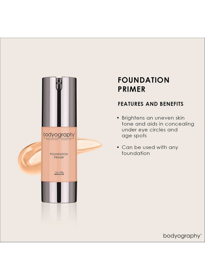 BODYOGRAPHY - Foundation Primer (Neutral): Flawless Anti-Aging Salon Makeup Primer w/Vitamin E, A, Jojoba, Grapeseed Oil | Control Shine | Gluten-Free, Cruelty-Free, 1 oz.