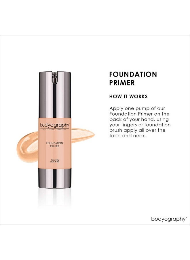BODYOGRAPHY - Foundation Primer (Neutral): Flawless Anti-Aging Salon Makeup Primer w/Vitamin E, A, Jojoba, Grapeseed Oil | Control Shine | Gluten-Free, Cruelty-Free, 1 oz.