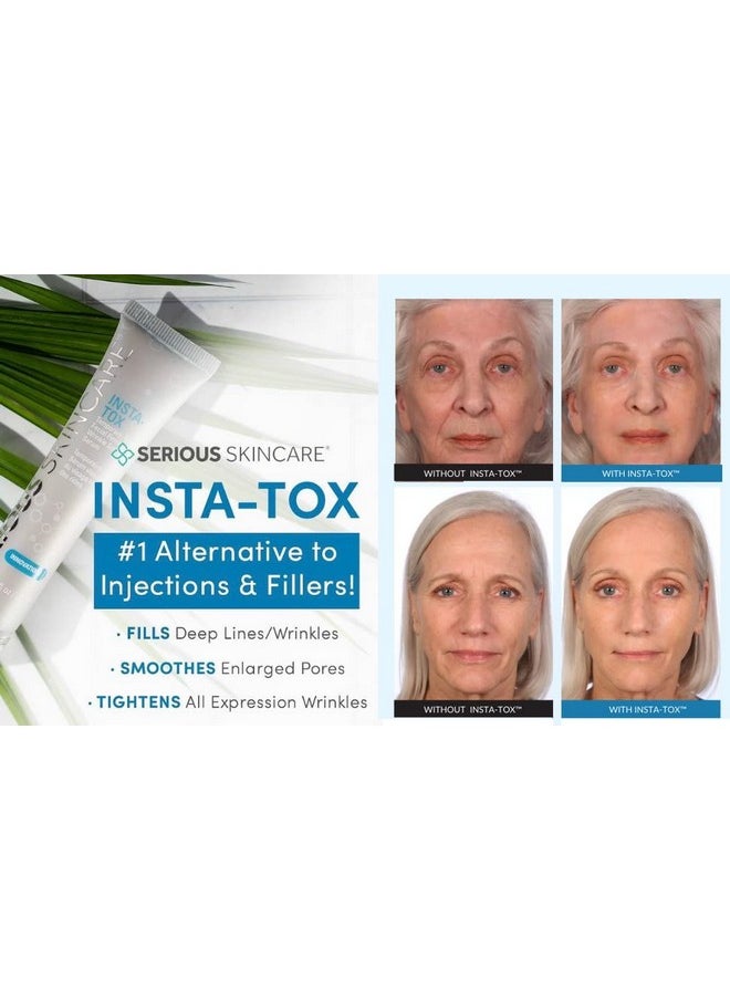 Serious Skincare - Instant Line, Wrinkle and Pore Filler for Face - Skin Tightening - INSTA-TOX Wrinkle Smoothing Serum .75 Fl Oz and A Primer Face Makeup Pore Minimizer - 2 Fl Oz. - Women and Men