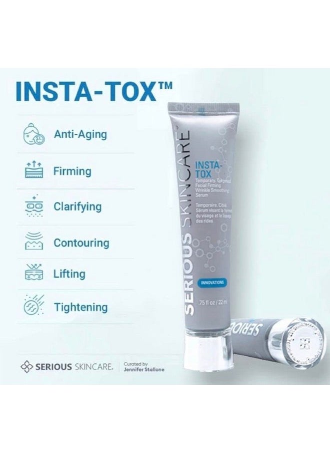 Serious Skincare - Instant Line, Wrinkle and Pore Filler for Face - Skin Tightening - INSTA-TOX Wrinkle Smoothing Serum .75 Fl Oz and A Primer Face Makeup Pore Minimizer - 2 Fl Oz. - Women and Men