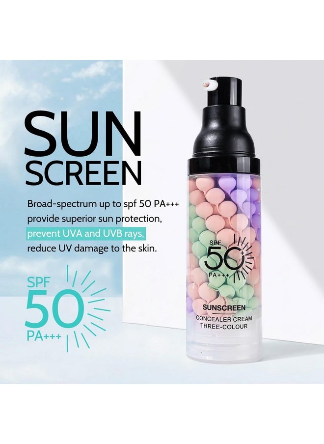 KYDA Color Correcting Facial Serum, SPF 50 PA+++, Moisturizing Makeup Primer, One Step Brightening Primer to Even Skin Tone, Oil Control Skin Corrector, Sheer Finish, Refreshing, Purple Pink Green