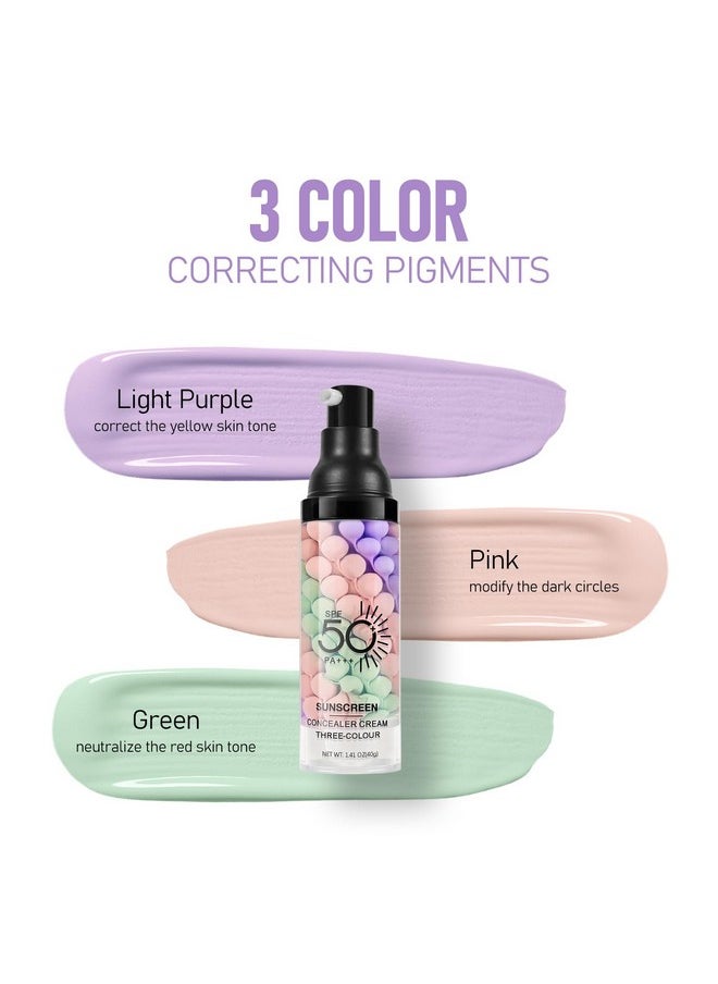 KYDA Color Correcting Facial Serum, SPF 50 PA+++, Moisturizing Makeup Primer, One Step Brightening Primer to Even Skin Tone, Oil Control Skin Corrector, Sheer Finish, Refreshing, Purple Pink Green