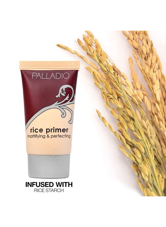 Palladio Rice Primer, Formulated with Natural Rice, Controls Oil on Your Skin and Locks in Makeup, Lightweight with a Smooth Matte Finish, Reduces Facial Shine, for All Skin Types, Beige, 0.71 Fl Oz