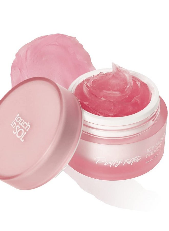 TOUCH IN SOL Icy Sherbet Primer 1.05 fl.oz. - Hydrating Primer Face Makeup for Dry or Oily Skin - Silk Pore and Wrinkle Minimizer - Silicone and Oil Free Gel Formula with Cooling Effect