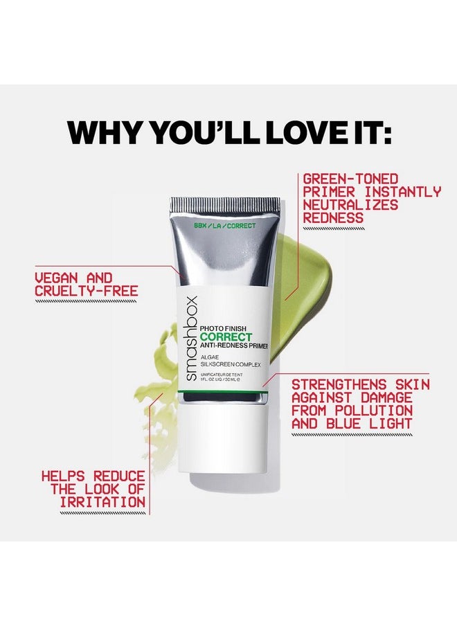Smashbox Photo Finish Correct Anti-Redness Makeup Primer | Soothing, Vegan + Cruelty Free, 1 Fl Oz