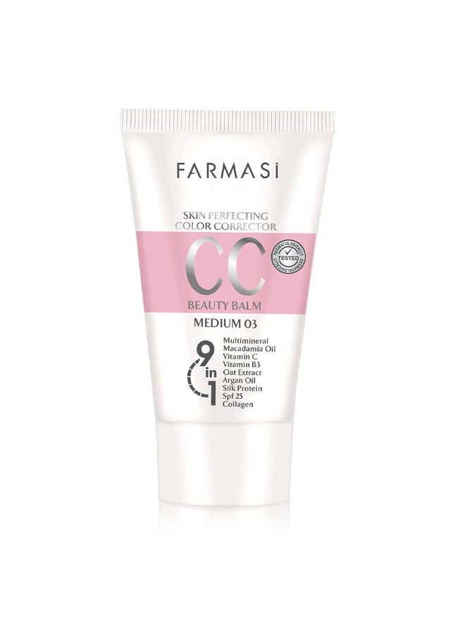 FARMASI CC Color Control Cream, Natural and Flawless Finish, Enriched Formula with Multimineral & Spf 25+, All-Day Hold, All Skin Types, 1.7 fl. oz, Medium