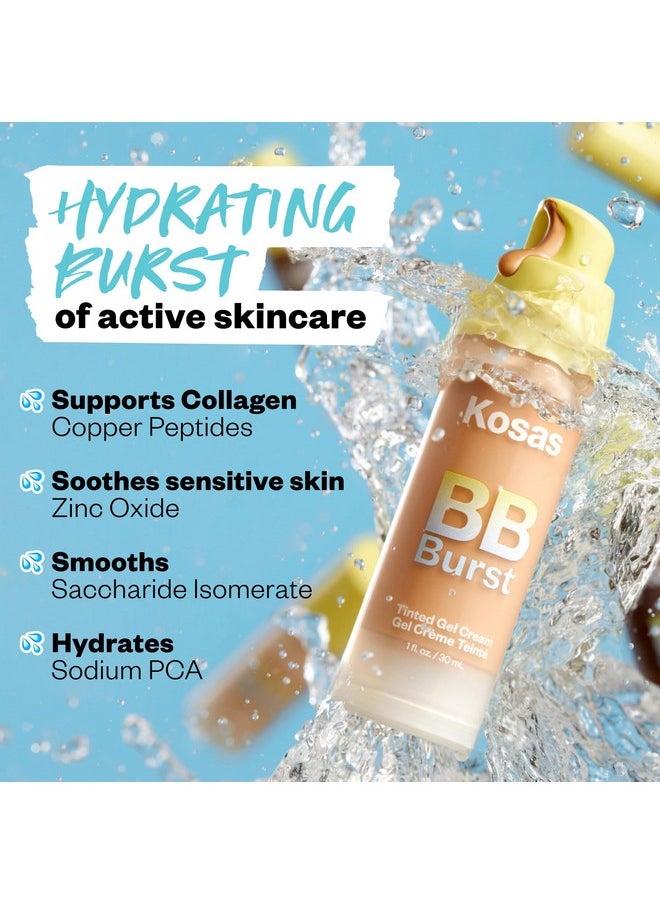 Kosas BB Burst Tinted Face Gel Cream - Supports Healthy Collagen, Smoothes Skin, Hydrates & Moisturizes - Lightweight Buildable Coverage - Light Neutral 12, (1 Oz/30 ML)