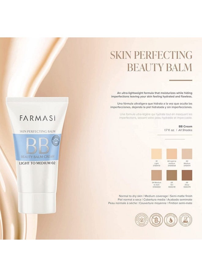 FARMASi Make Up BB Cream Beauty Balm, Full-Coverage Foundation, Concealer, Moisturizer BB Cream for All Skin Types, 1.7 fl. oz. / 50 ml (Light to medium)