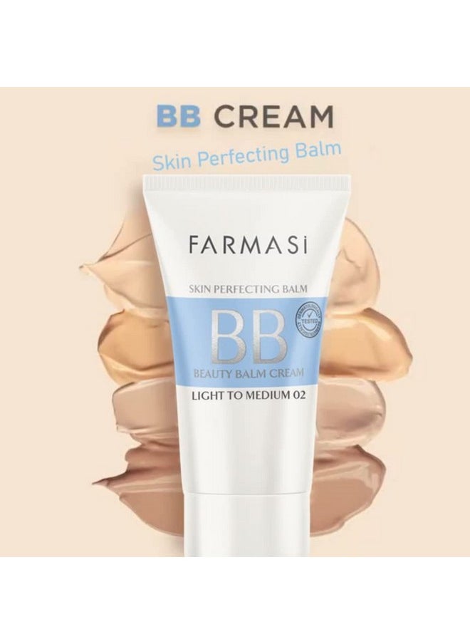 FARMASi Make Up BB Cream Beauty Balm, Full-Coverage Foundation, Concealer, Moisturizer BB Cream for All Skin Types, 1.7 fl. oz. / 50 ml (Light to medium)