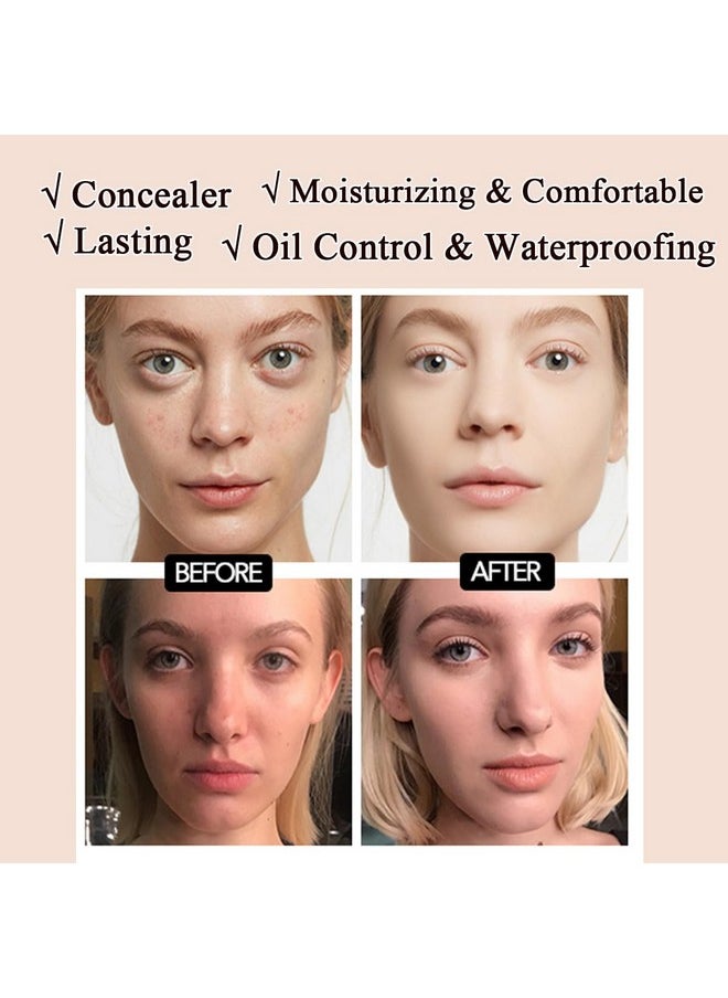 Air Cushion CC Cream Mushroom Head Foundation,BB Cream Makeup Foundation,Moisturizing Concealer,Long Lasting Full Coverage Waterproof,Even Skin Tone for All Skin Types (2# Natural, 20g)