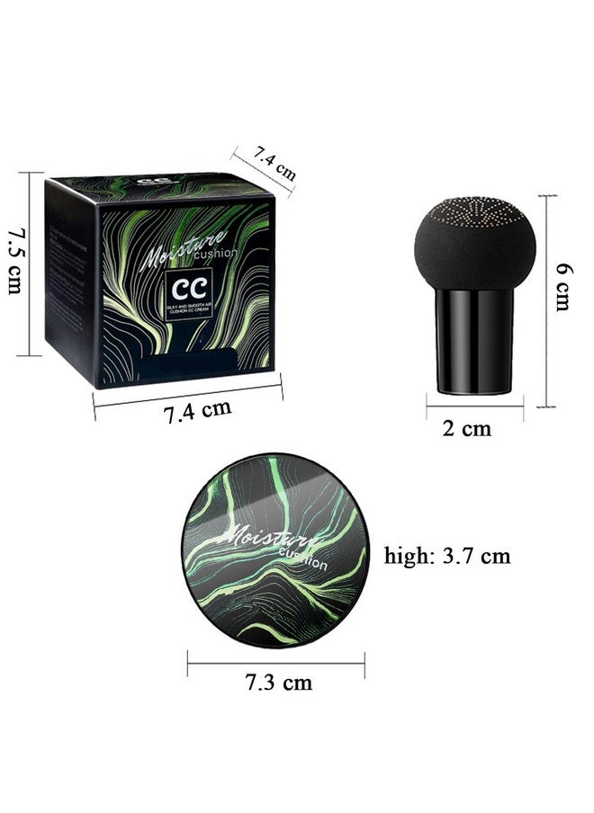 Air Cushion CC Cream Mushroom Head Foundation,BB Cream Makeup Foundation,Moisturizing Concealer,Long Lasting Full Coverage Waterproof,Even Skin Tone for All Skin Types (2# Natural, 20g)