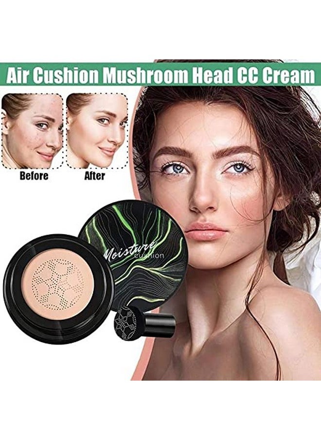 YG LianKai Mushroom Head Air Cushion CC Cream Foundation, Moisturizing Concealer BB Cream Nude Long Lasting Matte CC Cream Face Makeup Base (Natural Color)