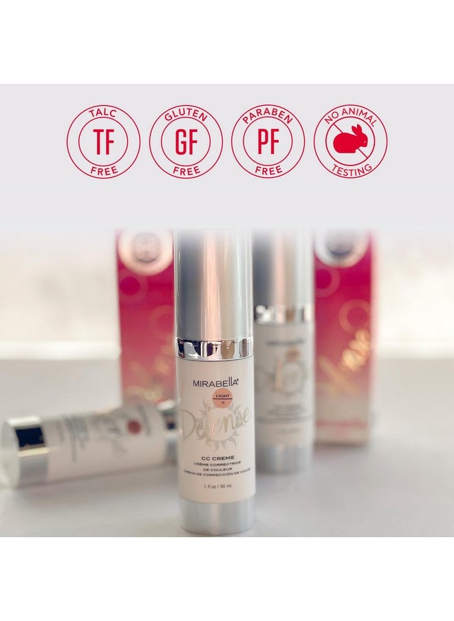 Mirabella Defense CC Creme Full Coverage Foundation with SPF 20, CC Cream Foundation with Sunscreen & Hyaluronic Acid, Oil Control with Salicylic Acid - Medium