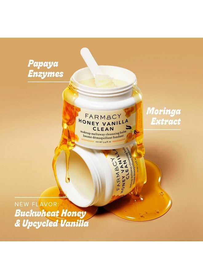 Farmacy Makeup Remover Cleansing Balm - Honey Vanilla Waterproof Makeup Remover & Oil Based Cleanser - Gentle Exfoliating Double Cleanser - Melts From Balm to Milky Lather (100ml)