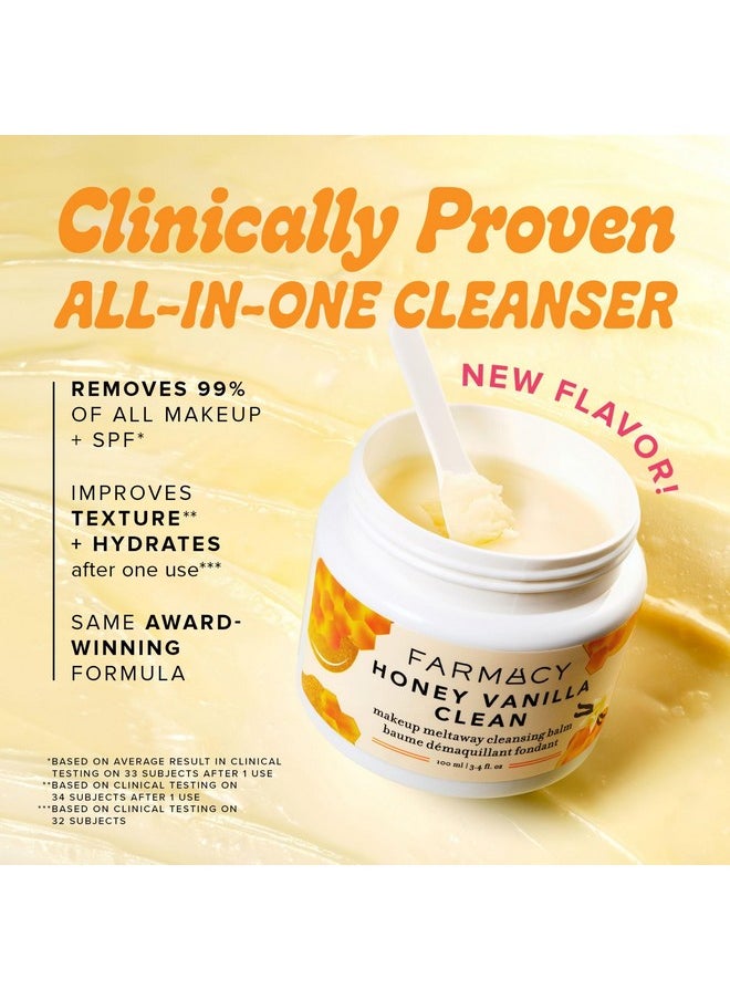 Farmacy Makeup Remover Cleansing Balm - Honey Vanilla Waterproof Makeup Remover & Oil Based Cleanser - Gentle Exfoliating Double Cleanser - Melts From Balm to Milky Lather (100ml)