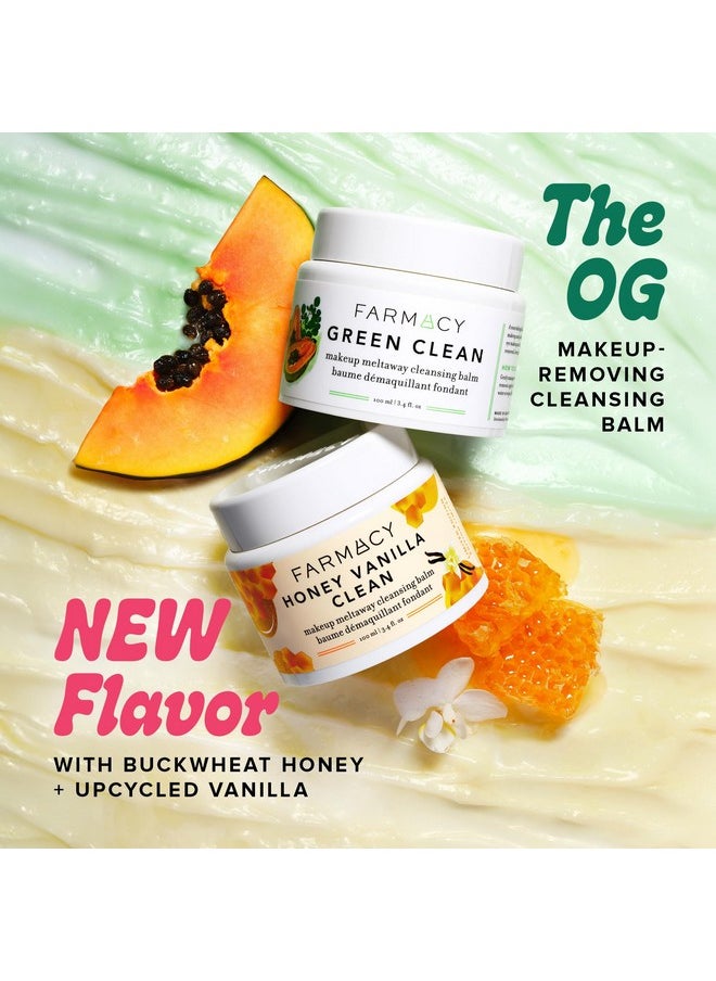 Farmacy Makeup Remover Cleansing Balm - Honey Vanilla Waterproof Makeup Remover & Oil Based Cleanser - Gentle Exfoliating Double Cleanser - Melts From Balm to Milky Lather (100ml)
