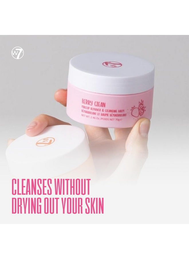 W7 Berry Clean Face Cleansing Balm - Makeup Remover Melt With Fruit Extract - Clean Oil Free Skin