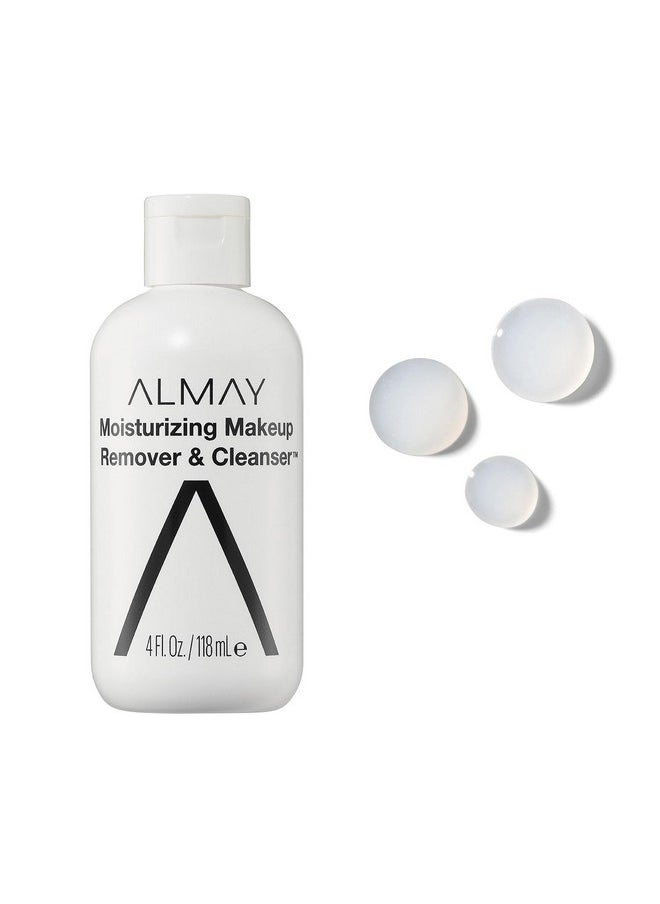 Almay Moisturizing Makeup Remover & Cleanser, Stocking Stuffer for Women, Hypoallergenic, Fragrance-Free, Removes Regular and Longwear Makeup, 4 Fl Oz