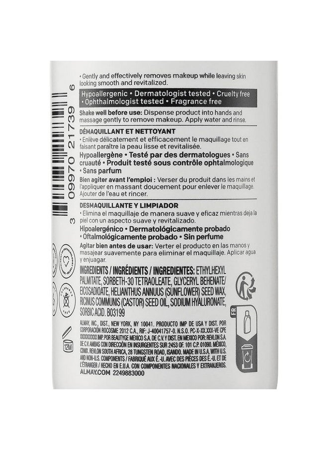 Almay Moisturizing Makeup Remover & Cleanser, Stocking Stuffer for Women, Hypoallergenic, Fragrance-Free, Removes Regular and Longwear Makeup, 4 Fl Oz