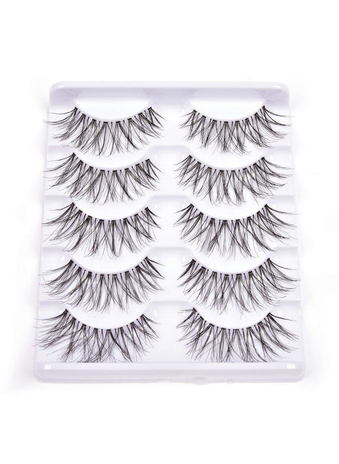 False Eyelashes 5 Pairs Multipack Synthetic Fiber Material 3D Lashes Natural Reusable Lashes for Professional Used for Women Girls by EYEMEI