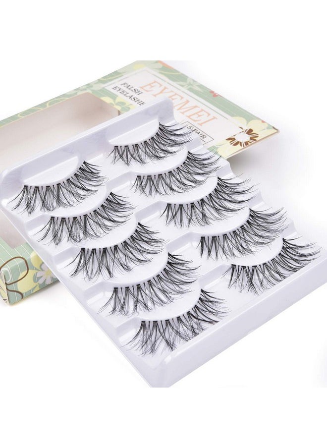 False Eyelashes 5 Pairs Multipack Synthetic Fiber Material 3D Lashes Natural Reusable Lashes for Professional Used for Women Girls by EYEMEI