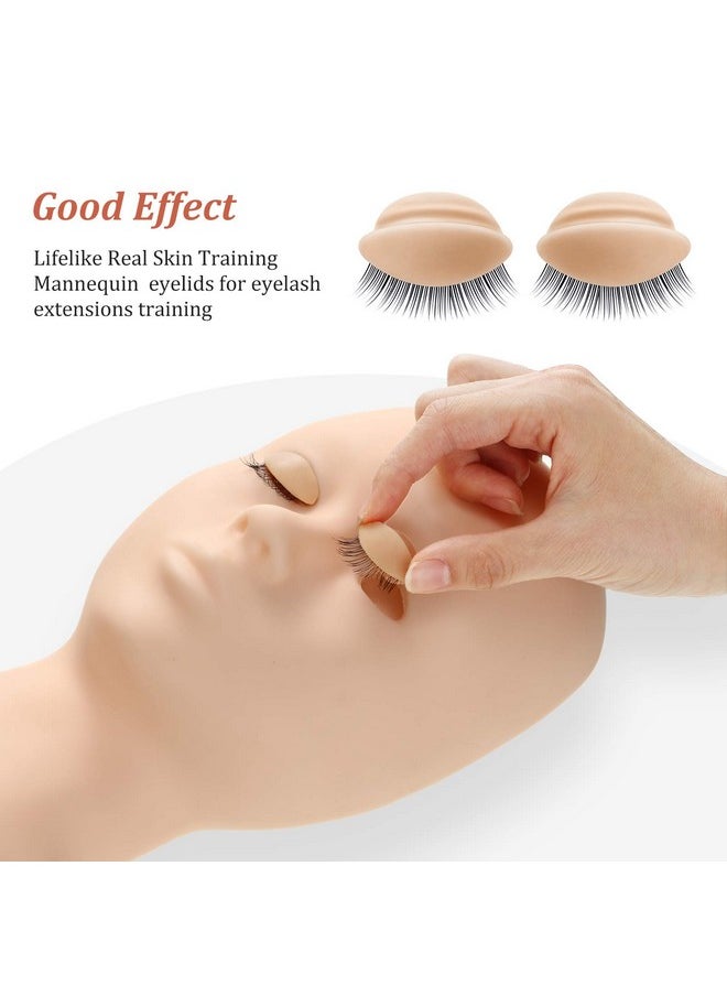 2 Boxes 6 Pairs Replacement Eyelids for Mannequin Head Removable Realistic Eyelids with Eyelashes Mannequin Head Eyelids for Eyelash Training Practice Makeup Eyelash Extensions (Tan Color)