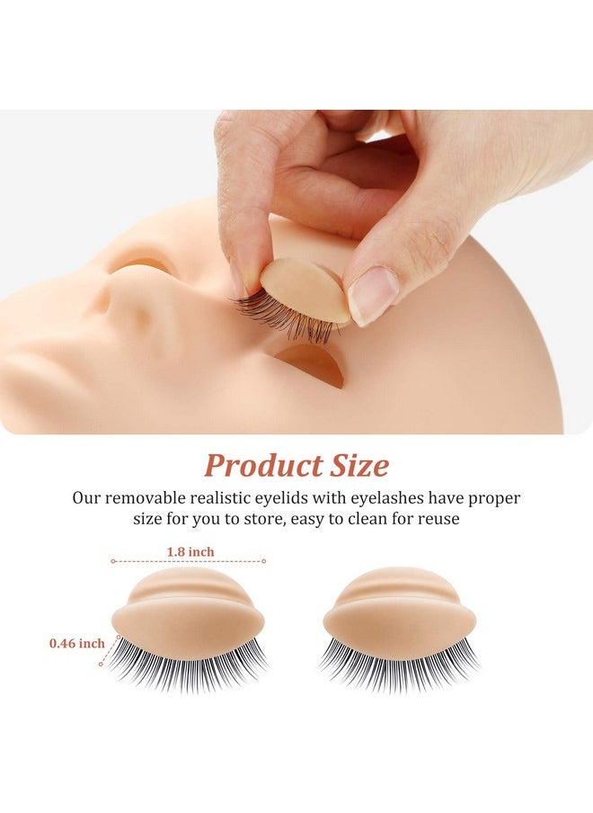 2 Boxes 6 Pairs Replacement Eyelids for Mannequin Head Removable Realistic Eyelids with Eyelashes Mannequin Head Eyelids for Eyelash Training Practice Makeup Eyelash Extensions (Tan Color)