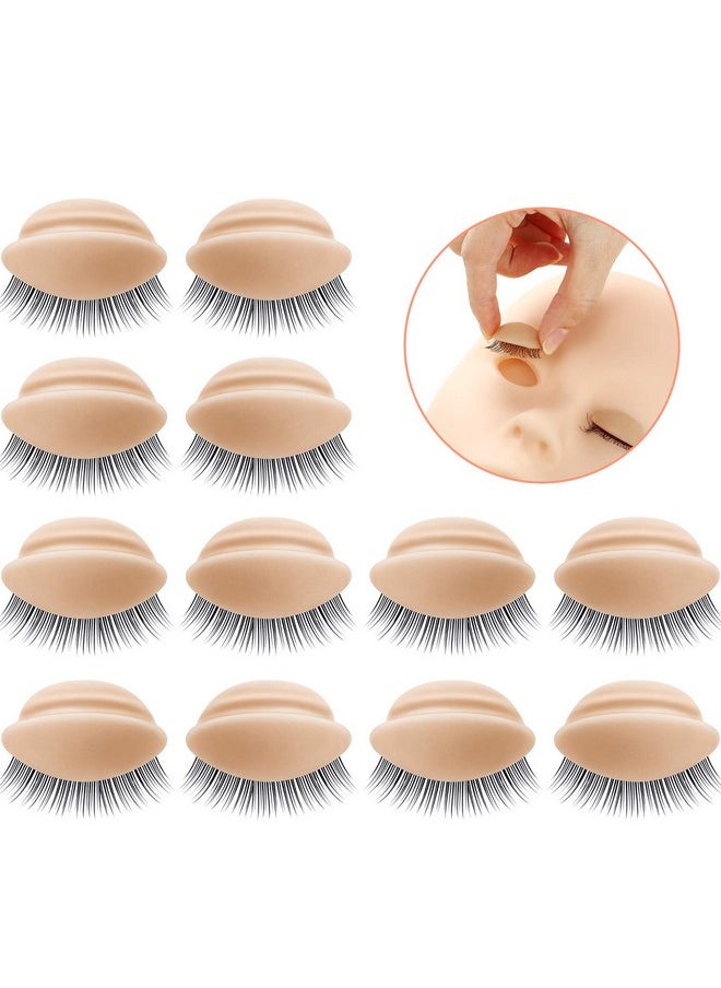 2 Boxes 6 Pairs Replacement Eyelids for Mannequin Head Removable Realistic Eyelids with Eyelashes Mannequin Head Eyelids for Eyelash Training Practice Makeup Eyelash Extensions (Tan Color)