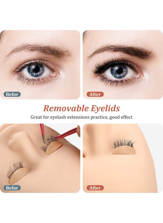 2 Boxes 6 Pairs Replacement Eyelids for Mannequin Head Removable Realistic Eyelids with Eyelashes Mannequin Head Eyelids for Eyelash Training Practice Makeup Eyelash Extensions (Tan Color)
