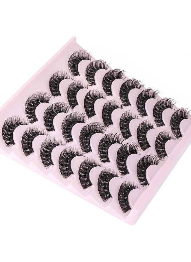 False Eyelashes Russian Strip Lashes Fluffy Fake Eyelashes Extension D Curl Wispy Handmade Soft Reusable 14 Pairs Lashes Pack