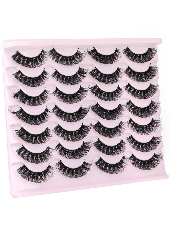False Eyelashes Russian Strip Lashes Fluffy Fake Eyelashes Extension D Curl Wispy Handmade Soft Reusable 14 Pairs Lashes Pack