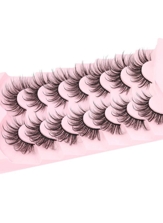 Wispy Mink Lashes Natural Eyelashes Spikes Lash Extensions Look Fluffy False Eyelashes 18mm Long Strip Lashes Cat Eye Eyelashes Fairy Look 7 Pairs Multipack by Geeneiya