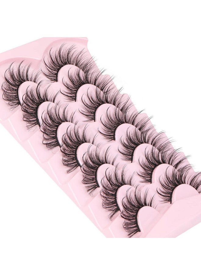 Wispy Mink Lashes Natural Eyelashes Spikes Lash Extensions Look Fluffy False Eyelashes 18mm Long Strip Lashes Cat Eye Eyelashes Fairy Look 7 Pairs Multipack by Geeneiya