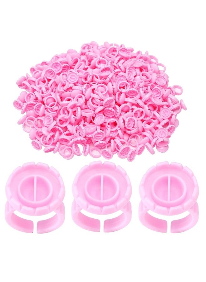 Miuffue 300 Pcs Glue Rings Smart Glue Holder for Eyelash Extensions, Easy Fanning Glue Cups for Volume Lashes, Pink