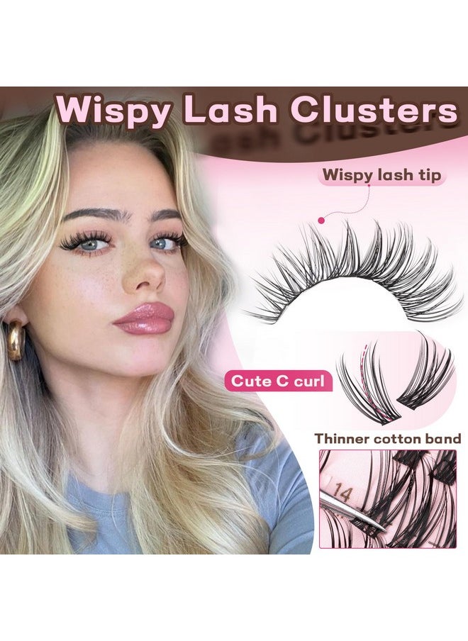 Lash Clusters Kit Wispy Eyelash Clusters Lashes Natural DIY Lash Extension Kit 10-16mm Cluster Eyelash Extensions Kit 300pcs C Curl Individual Lashes Cluster Eyelashes for Eyelash Extension Goddvenus