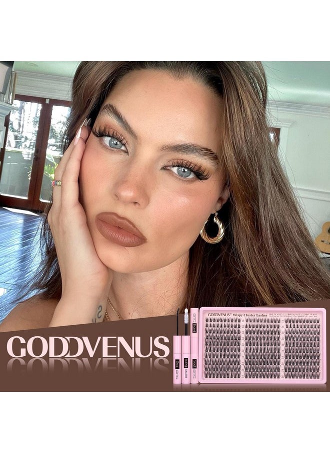 Lash Clusters Kit Wispy Eyelash Clusters Lashes Natural DIY Lash Extension Kit 10-16mm Cluster Eyelash Extensions Kit 300pcs C Curl Individual Lashes Cluster Eyelashes for Eyelash Extension Goddvenus
