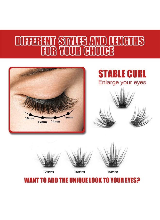 DIY Eyelash Extension, 3D Effect Individual Melt Flare Lash Cluster Natural Lashes Set, Home Eyelash Extension, D curl Lashes Pack 12mm,14mm (14MM-Sparkle)