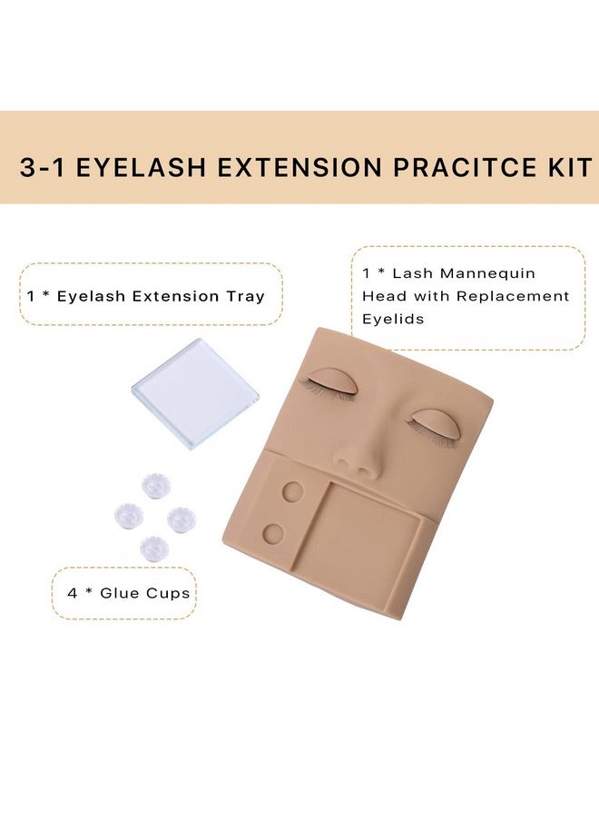 Miuffue 3-in-1 Lash Mannequin Head, Upgraded Eyelash Mannequin Head with Lash Glue Rings Eyelash Extension Tray, Eye Lash Extension Starters Kit for Practicing