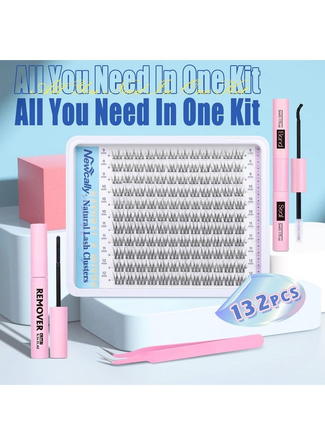 Natural Lash Clusters Kit DIY Lash Extension Kit Wispy Eyelash Extension Kit C Curl Individual Lashes Kit 9-12MM Short Eyelash Clusters with Lash Remover by Newcally