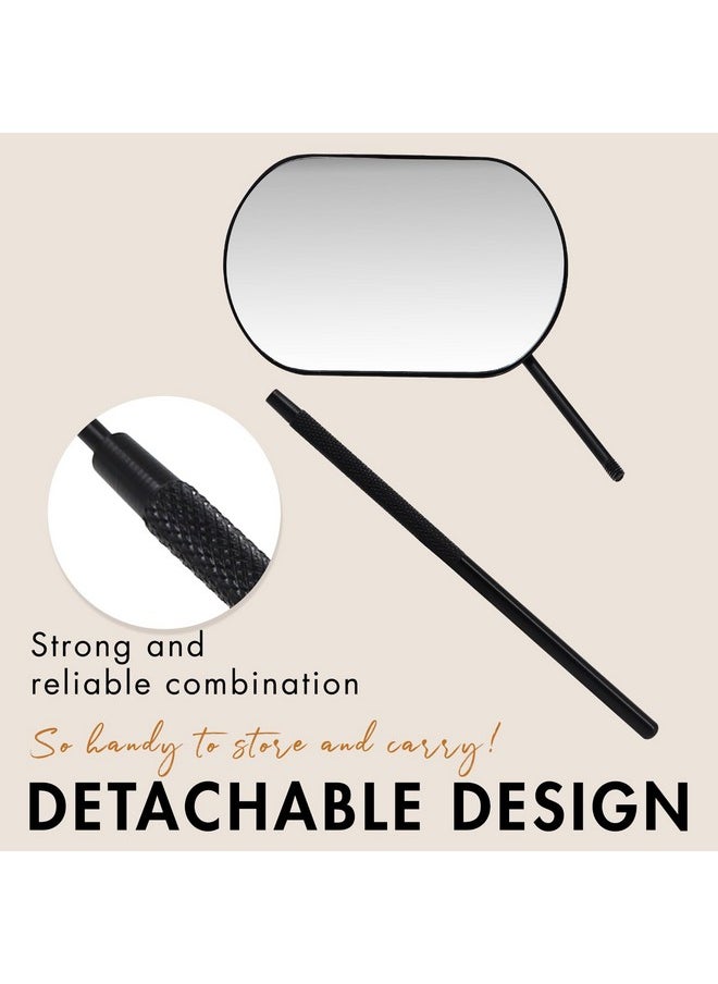 Embagol Lash Mirror Extra Large Makeup Mirror for Eyelash Extensions Detachable Stainless Steel Square Round Lash Extension Accessories(Black)