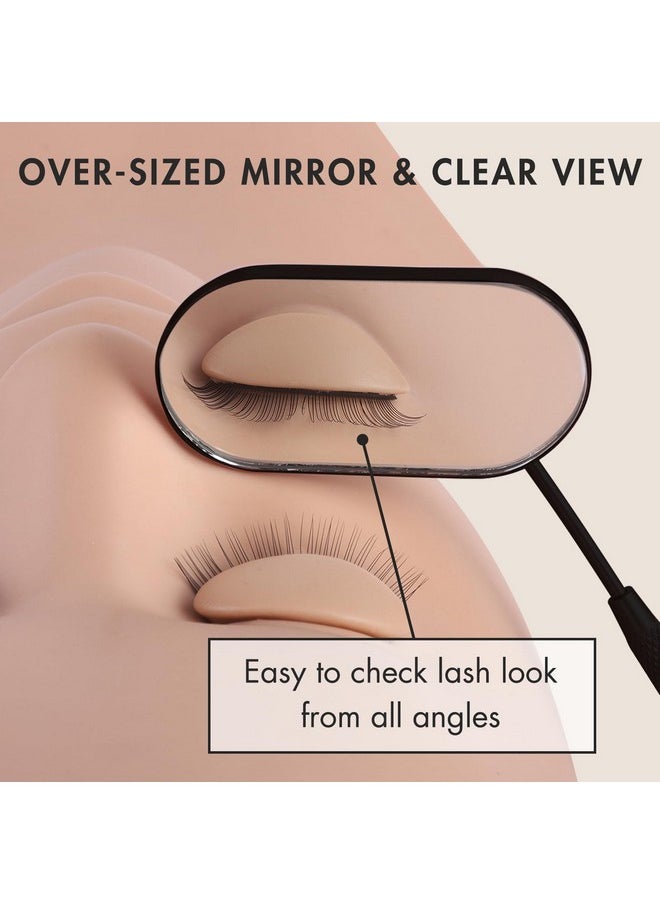 Embagol Lash Mirror Extra Large Makeup Mirror for Eyelash Extensions Detachable Stainless Steel Square Round Lash Extension Accessories(Black)