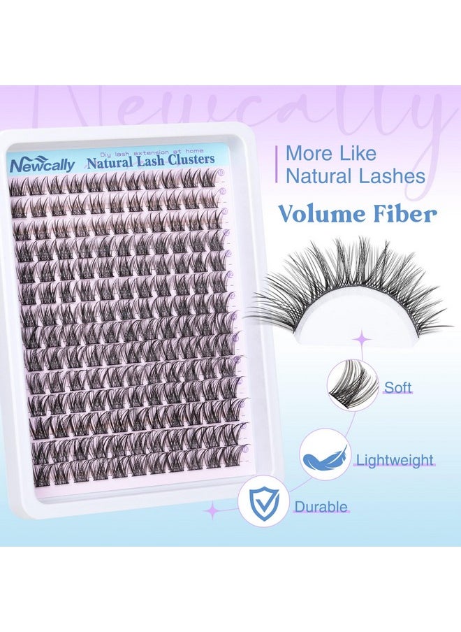 Lash Clusters Kit Wispy Natural Cluster Eyelash Extension Kit DIY Lash Extension Kit C Curl 10-16MM Eyelash Clusters Volume Individual Lashes Kit by Newcally