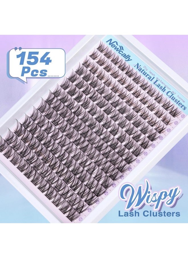 Lash Clusters Kit Wispy Natural Cluster Eyelash Extension Kit DIY Lash Extension Kit C Curl 10-16MM Eyelash Clusters Volume Individual Lashes Kit by Newcally