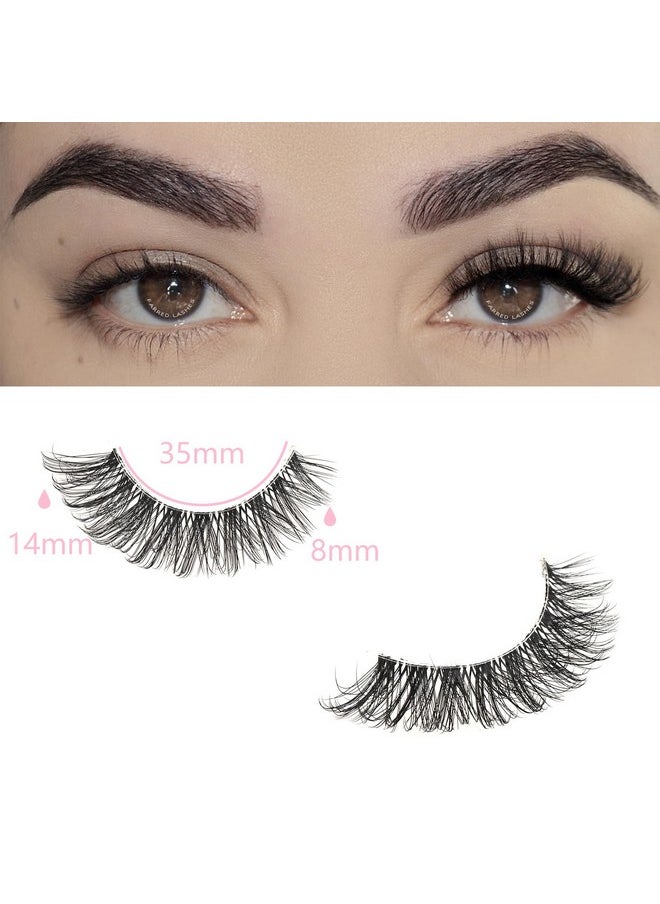 FARRED Cat Eye Lashes Natural Eyelashes Short Wispy Lash Strips Volume Eyelash Cateye Medium Length False Lashes Natural Looking Hybrid Clusters Full Strip Lashes (A1 | 8-14MM)
