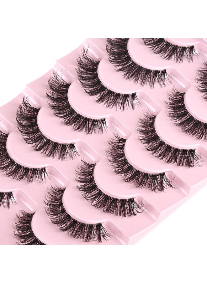FARRED Cat Eye Lashes Natural Eyelashes Short Wispy Lash Strips Volume Eyelash Cateye Medium Length False Lashes Natural Looking Hybrid Clusters Full Strip Lashes (A1 | 8-14MM)