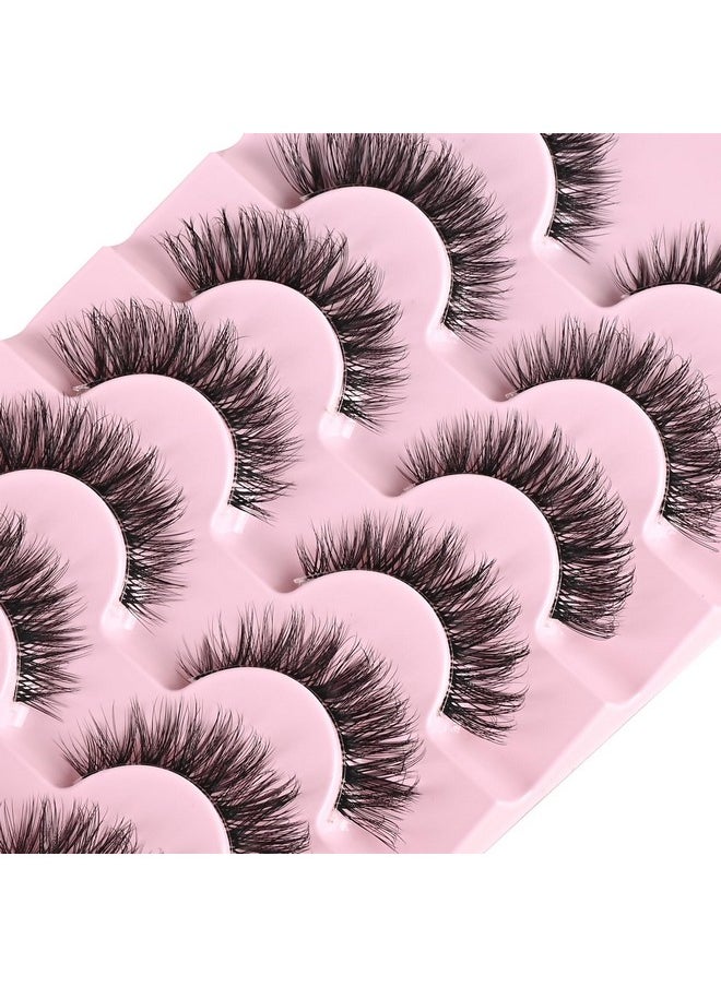 FARRED Cat Eye Lashes Natural Eyelashes Short Wispy Lash Strips Volume Eyelash Cateye Medium Length False Lashes Natural Looking Hybrid Clusters Full Strip Lashes (A1 | 8-14MM)