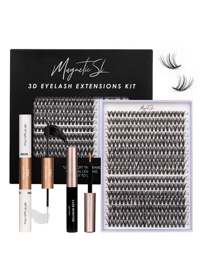 Lash Clusters DIY Lash Extensions Kit 320pcs Individual Lashes Clusters 30D 40D D Curl Eyelash Extension Kit with Applicator and Lash Bond&Seal,Clusters Lash Glue Remover Mix 10-16mm (30D+40D-320 KIT)