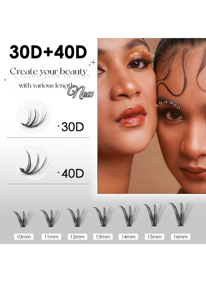 Lash Clusters DIY Lash Extensions Kit 320pcs Individual Lashes Clusters 30D 40D D Curl Eyelash Extension Kit with Applicator and Lash Bond&Seal,Clusters Lash Glue Remover Mix 10-16mm (30D+40D-320 KIT)