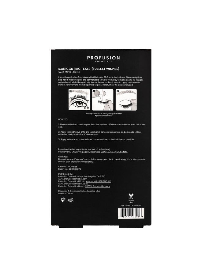 Profusion Cosmetics Iconic 3D Faux Mink Lashes, Achieve Effortless Elegance with Lightweight and Flexible Beauty Tools (Big Tease)